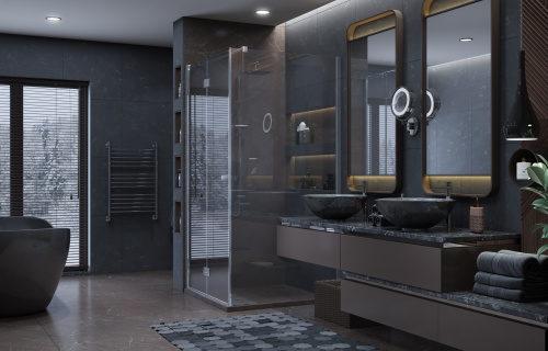 Душевой уголок Ambassador Diamond 12011105L 90х90 стекло прозрачное профиль хром глянцевый без поддона - фото 3