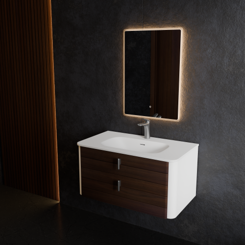 Тумба с раковиной+зеркало Art Decco Gabriella (Габриелла) AGB08W24S1M0 80x45x40 подвесная цвет черный орех - фото 2