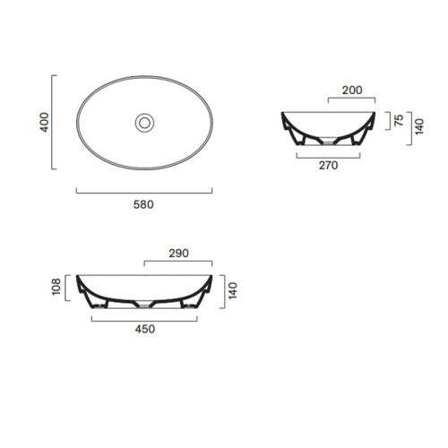 Раковина керамическая Catalano Sfera 58 см 524580001 полувстраиваемая цвет белый без отверстий под смеситель - фото 2