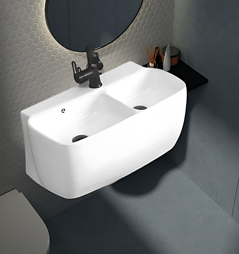 Раковина из сантехнического фарфора Cerutti SPA CT9282 67х35 подвесная цвет белый 1 отверстие под смеситель - фото 2