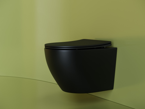 Унитаз подвесной Ceramica Nova UNO CN11001MB черный матовый с сиденьем микролифт безободковый душевой смыв - фото 5