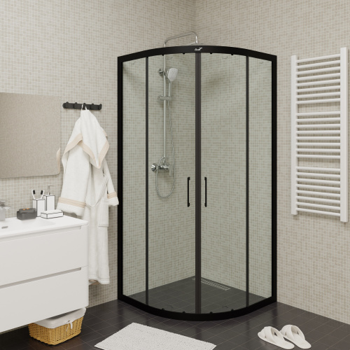 Душевой уголок Cerutti SPA VIVA90B N 88х88 стекло прозрачное профиль черный без поддона - фото 4