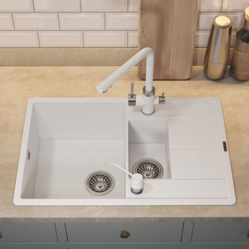 Кухонная мойка Uperwood Quartz Premium UPD-05 3910202116 80х50 цвет белый поверхность матовая - фото 4