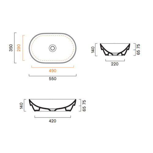 Раковина керамическая Catalano Sfera 55 см 524550001 полувстраиваемая цвет белый без отверстий под смеситель - фото 2