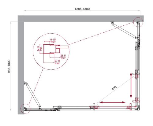 Душевой уголок BelBagno LUCE LUCE-AH-22-130/100-C-Cr 130х100 стекло прозрачное профиль хром глянцевый без поддона - фото 2