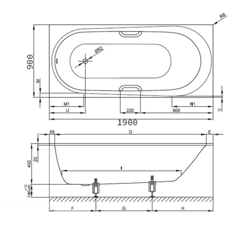 Ванна стальная Bette Comodo 1252-000 PLUS AR 190х90 отдельностоящая овальная без ножек - фото 2