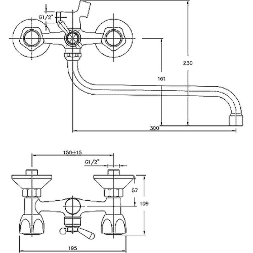 Cмеситель для ванны и душа Haiba HB2209 настенный хром - фото 2