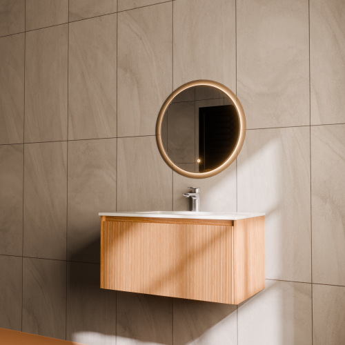 Тумба с раковиной+зеркало Art Decco Elizabeth (Элизабет) AEL08W11S2M0 80x45x40 подвесная цвет белый дуб - фото 2