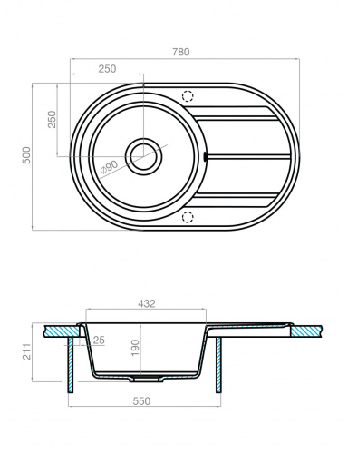 Кухонная мойка Aquaton Амира 1A712932AI250 78х50 цвет серый поверхность матовая - фото 3