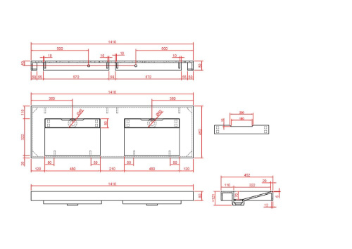 Раковина из искусственного камня Armadi Art Flat 859-140-NM 141х45 подвесная цвет черный без отверстий под смеситель - фото 2