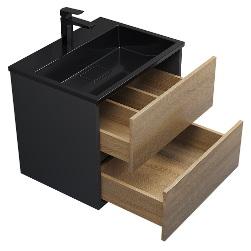 Раковина из литьевого мрамора Uperwood Barsa 3939193461 60х45 полувстраиваемая цвет черный - фото 4