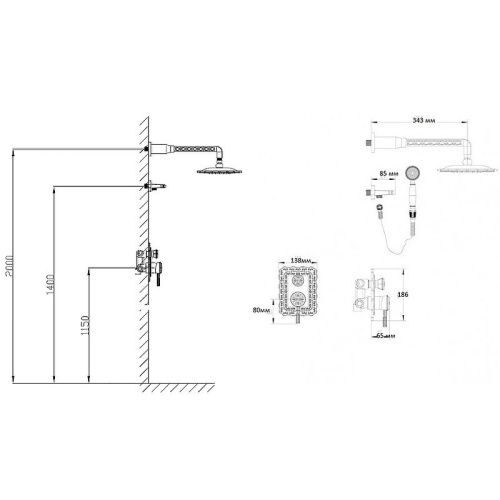 Душевая система Bronze de Luxe 10138R встраиваемая в стену цвет бронза - фото 3