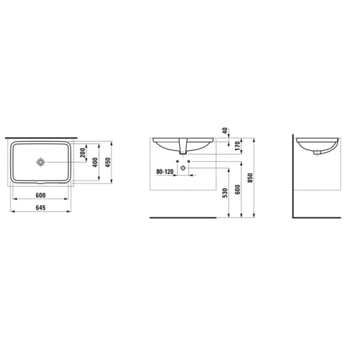 Раковина керамическая Laufen Pro 60 см 8.1196.5.000.109.1 встраиваемая цвет белый без отверстий под смеситель - фото 2