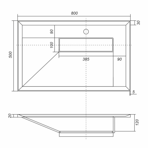 Раковина кварцевая Uperwood Lotus Quartz 29192033 80х50 полувстраиваемая цвет черный - фото 2