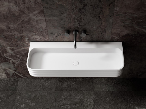 Раковина из искусственного камня Abber STEIN AS2651-0.8 80х45 подвесная цвет белый матовый без отверстий под смеситель - фото 2