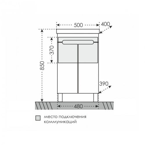 Тумба под раковину СанТа Лондон 224014 47х39х70 напольная цвет белый - фото 2
