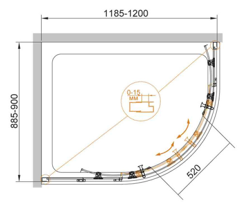 Душевой уголок Cezares ECO ECO-O-RH-2-120/90-C-Cr 120х90 стекло прозрачное профиль хром глянцевый без поддона - фото 4