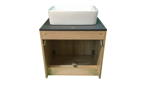 Тумба с раковиной Sintesi STL.W7023_SIN-LVB-APP-401 60х55х50 подвесная цвет темно-серый/коричневый/белый - фото 2