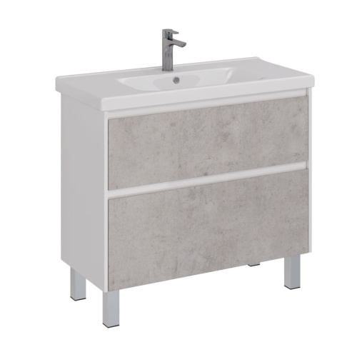 Тумба под раковину LeMark Combi LM03C100T-Beton 96х45х65 напольная/подвесная цвет бетон/белый - фото 5