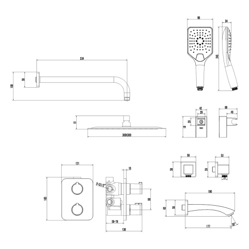 Душевая система LeMark Yeti LM7842C встраиваемая в стену с термостатом - фото 2