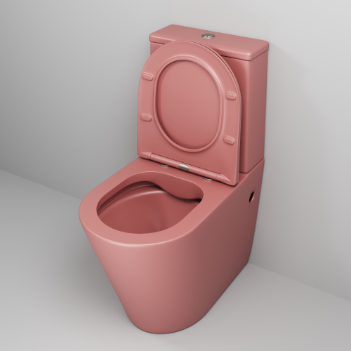 Унитаз напольный с бачком Grossman Color GR-4480PIMS розовый матовый с сиденьем безободковый каскадный смыв - фото 4