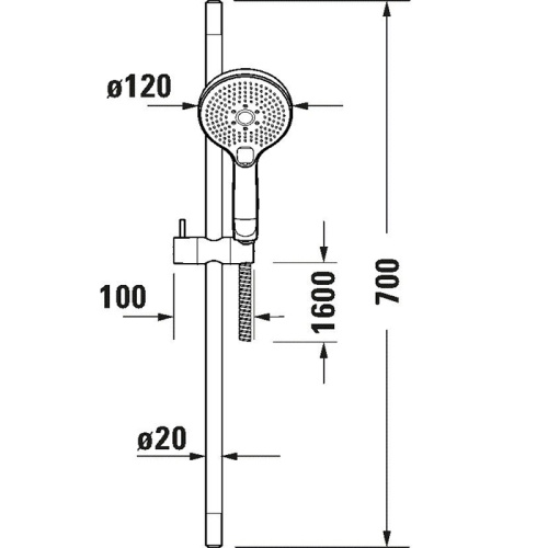 Душевой гарнитур Duravit Wave UV0680004010 настенный хром - фото 2
