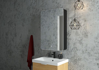 Зеркало-шкаф Art&Max LECCE AM-Lec-560-850-1D-L-DS-F-Nero 57х15х86 подвесной цвет черный матовый