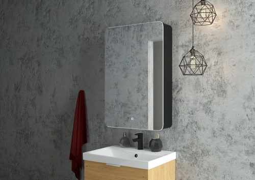 Зеркало-шкаф Art&Max LECCE AM-Lec-560-850-1D-L-DS-F-Nero 57х15х86 подвесной цвет черный матовый