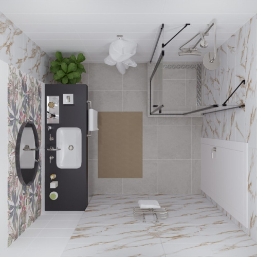 Душевой уголок Тритон Тау-Блэк Щ0000054036 90х90 стекло прозрачное профиль черный без поддона - фото 5