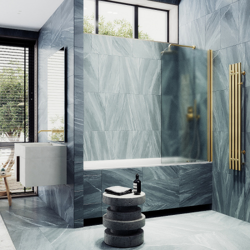 Душевая шторка на ванну Maybah Glass MGV-610-3 50х140 стекло тонированное профиль золото глянцевое ориентация универсальная - фото 3