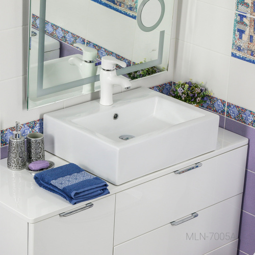 Раковина из сантехнического фарфора Melana 7005A-805 57х46 накладная цвет белый 1 отверстие под смеситель - фото 2