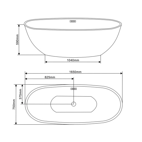 Ванна акриловая Vincea VBT-509 165х75 отдельностоящая овальная - фото 4