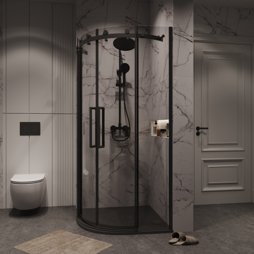 Душевой уголок Grossman Classic 301.K33.04.1010.21.00 100х100 стекло прозрачное профиль черный матовый без поддона - фото 4