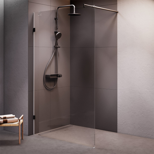 Душевая перегородка Am.Pm X-Joy W94UWI-120-F1-BTE 110х195 стекло прозрачное профиль черный