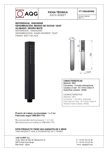 Лейка для ручного душа AQG 10QUS0500 квадратная - фото 2
