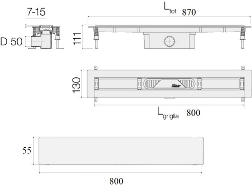 Душевой лоток Valsir Linea KIT LINEA 800 напольный - фото 2
