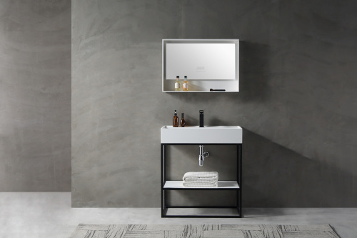 Консоль с раковиной Abber AS2630 80х45х90 напольная цвет черный - фото 2