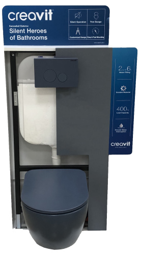 Чаша унитаза подвесная Creavit Free FE322-11BM00E-0000 цвет серый матовый без сиденья душевой смыв - фото 4