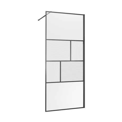 Душевая перегородка Vincea Walk in HC Art VSW-1HC100CFGM 100х200 стекло прозрачное/рифленое профиль вороненая сталь - фото 4