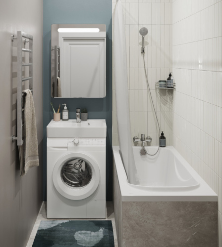 Раковина из сантехнического фарфора Santek Клио 1WH501770 52х60 над стиральной машиной цвет белый 1 отверстие под смеситель - фото 5