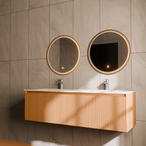 Тумба с раковиной+зеркало Art Decco Elizabeth (Элизабет) AEL14W11D2M0 140x45x40 подвесная цвет белый дуб - фото 2