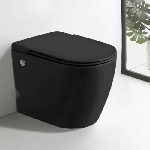 Унитаз приставной Cerutti SPA CT10199 черный матовый с сиденьем микролифт безободковый импульсный смыв - фото 2