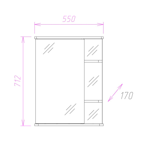Зеркало-шкаф Onika Карина 205530 55х17х71 подвесной - фото 3