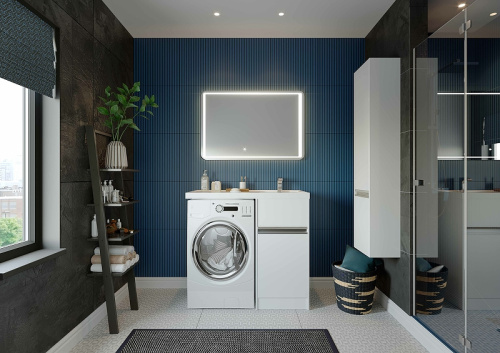 Шкаф-пенал Aquaton Лондри 1A236203LH010 34х24х160 подвесной цвет белый - фото 3