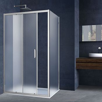 Душевой уголок Vincea Alpha VSR-3AL9010MT 100х90 стекло текстурное профиль хром без поддона