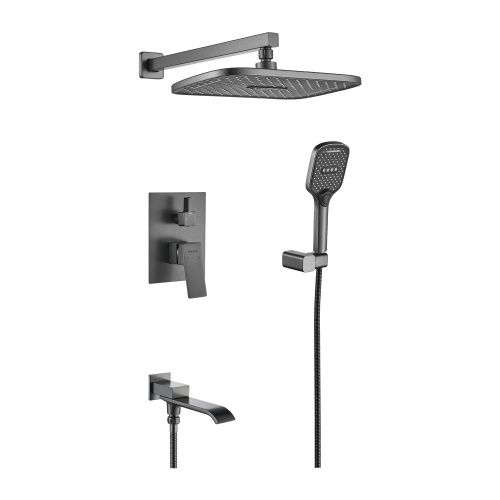 Душевая система Shevanik S4035T встраиваемая в стену цвет оружейная сталь - фото 2