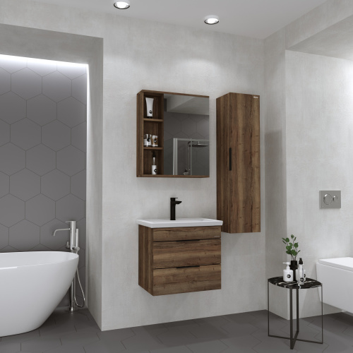 Шкаф-пенал Grossman Форта 3030052 30х25х120 подвесной цвет темный дуб галифакс - фото 3