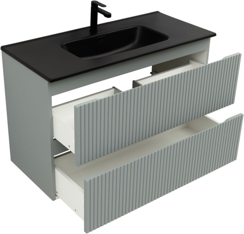 Тумба под раковину Aquanet Джейн (Flat) 00335436 100х45х64 подвесная цвет зеленый/серый - фото 2