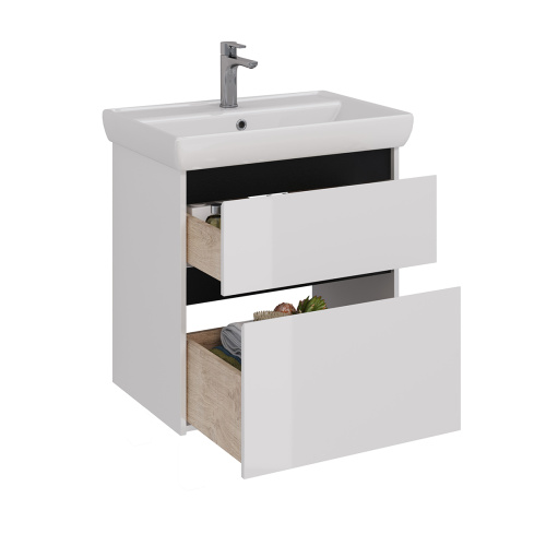 Тумба под раковину LeMark Combi LM03C70T-black 64х44х65 напольная/подвесная цвет белый/черный - фото 2