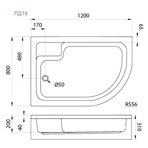 Душевой поддон Тритон Щ0000038231 120х80 акрил белый с каркасом - фото 2